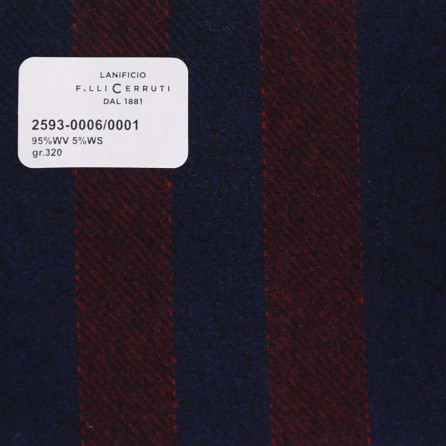 2593-0006/0001 Cerruti Lanificio - Vải Suit 100% Wool - Xanh Dương Caro Đỏ